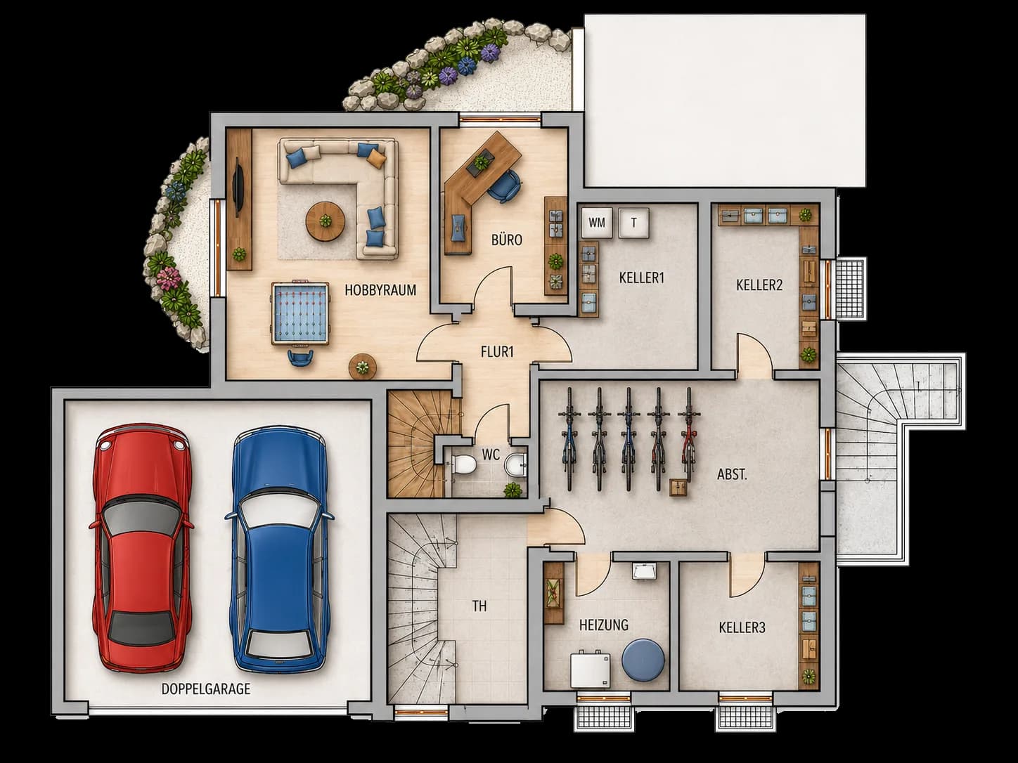 Gartenanteil und Terrasse